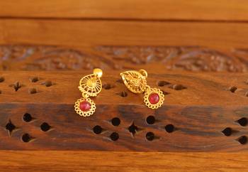 Designer gold plated temple earrings 3
