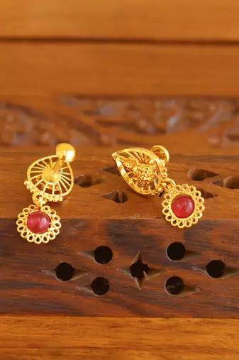 Designer gold plated temple earrings