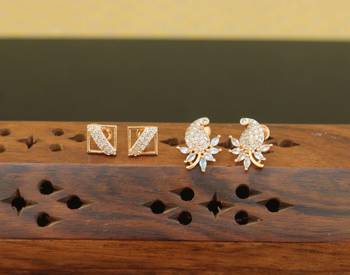 Designer gold plated cz earrings 1