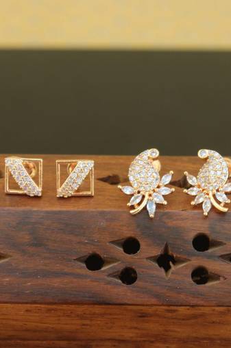 Designer gold plated cz earrings
