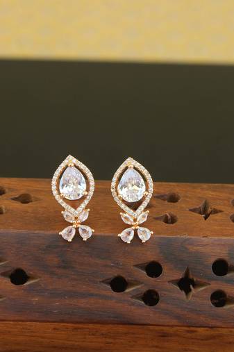 Designer gold plated cz earrings