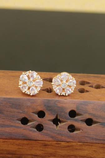 Designer gold plated cz earrings