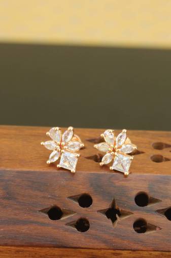 Designer gold plated cz earrings