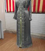 Black inner light gold color luxurious Full Sleeves Handmade Moroccan Kaftan.