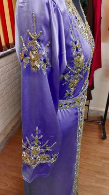 Navy Blue inner light gold color Full Sleeves Handmade Moroccan Kaftan 3
