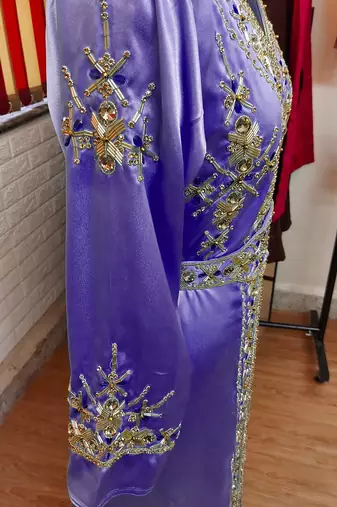 Navy Blue inner light gold color Full Sleeves Handmade Moroccan Kaftan