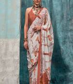 Offwhite Crepe Digital Print Saree With Blouse