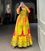 Silk Crepe printed maxi gown for women