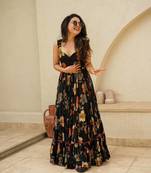 Silk sleeveless maxi gown for women