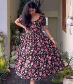 Floral print maxi dress for women