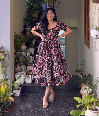 Floral print maxi dress for women 2