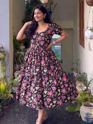 Floral print maxi dress for women 3