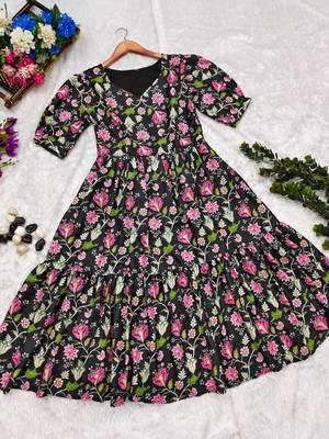 Floral print maxi dress for women 4