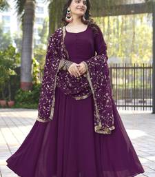 Wine Georgette Maxi Gown With Dupatta And Pent