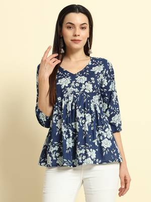 Women Floral Printed Short Kurta 1