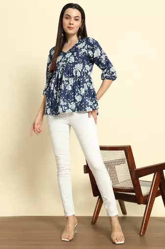 Women Floral Printed Short Kurta
