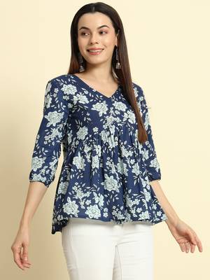 Women Floral Printed Short Kurta 4