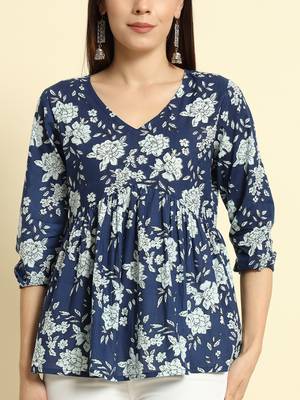 Women Floral Printed Short Kurta 5