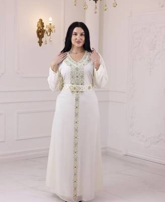Sea Green And White Zari Embroidered Stone Work Georgette Casual Stitched Wedding Party Wear Dress 5