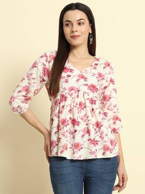 Women Floral Printed Short Kurta 1
