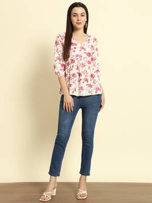 Women Floral Printed Short Kurta 3