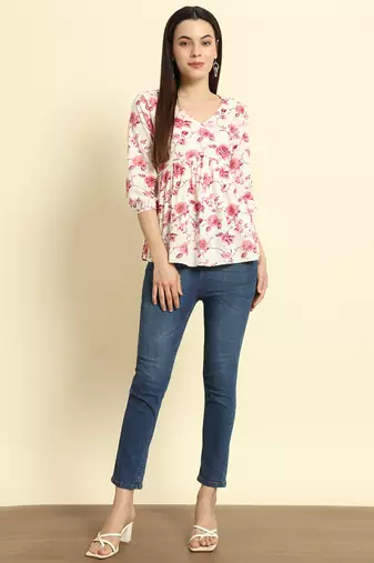 Women Floral Printed Short Kurta