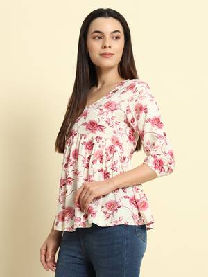 Women Floral Printed Short Kurta 4