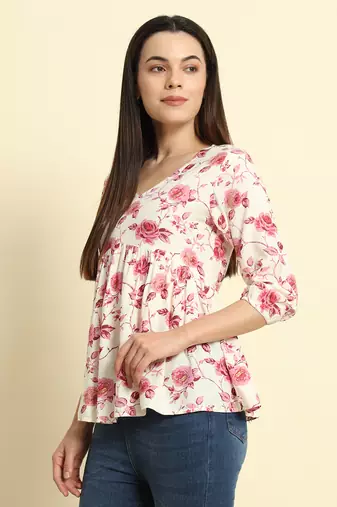 Women Floral Printed Short Kurta