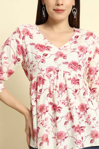 Women Floral Printed Short Kurta