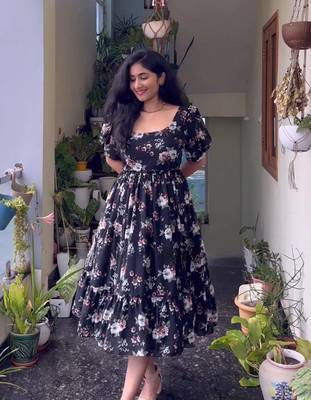 Georgette floral maxi dress for women 1