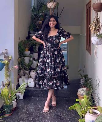 Georgette floral maxi dress for women 2