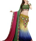 Designer Multi Embroidered Net Unstitched Lehenga