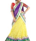 Designer Net Fabric  Yellow Colored Embroidered Lahenga Choli