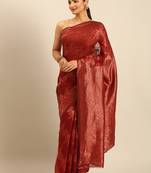 Sangam Prints Red Cotton Woven Work Traditional Saree