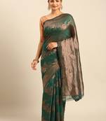 Sangam Prints Green Cotton Woven Work Traditional Saree