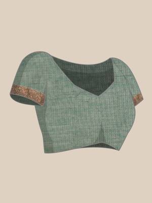 Sangam Prints Green Cotton Woven Work Traditional Saree 5