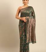 Sangam Prints Green Cotton Woven Work Traditional Saree