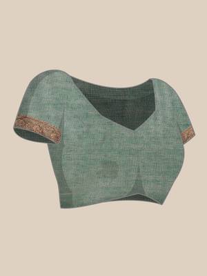 Sangam Prints Green Cotton Woven Work Traditional Saree 5
