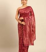 Sangam Prints Magenta Cotton Woven Work Traditional Saree