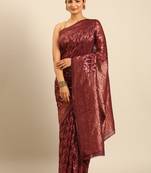 Sangam Prints Purple Cotton Woven Work Traditional Saree