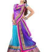 Designer Net Fabric  Purple Colored Embroidered Lahenga Choli