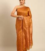 Sangam Prints Mustard Cotton Woven Work Traditional Saree