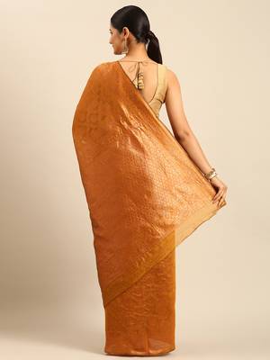 Sangam Prints Mustard Cotton Woven Work Traditional Saree 4