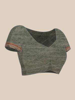 Sangam Prints Dark Green Cotton Woven Work Traditional Saree 5
