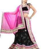 Designer Net Fabric  Pink Colored Embroidered Lahenga Choli