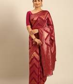 Sangam Prints Magenta Cotton Woven Work Traditional Saree
