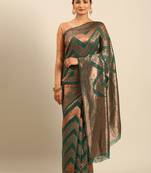 Sangam Prints Green Cotton Woven Work Traditional Saree