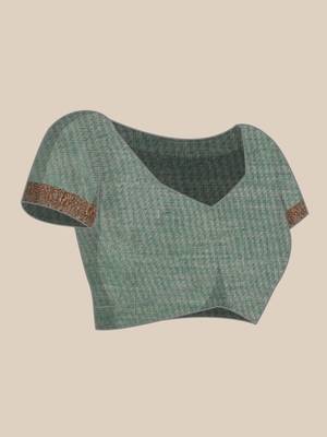 Sangam Prints Green Cotton Woven Work Traditional Saree 5