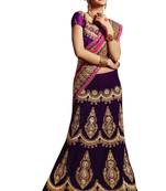 Designer Net Fabric Purple Colored Embroidered Lahenga Choli