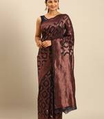 Sangam Prints Navy Blue Cotton Woven Work Traditional Saree